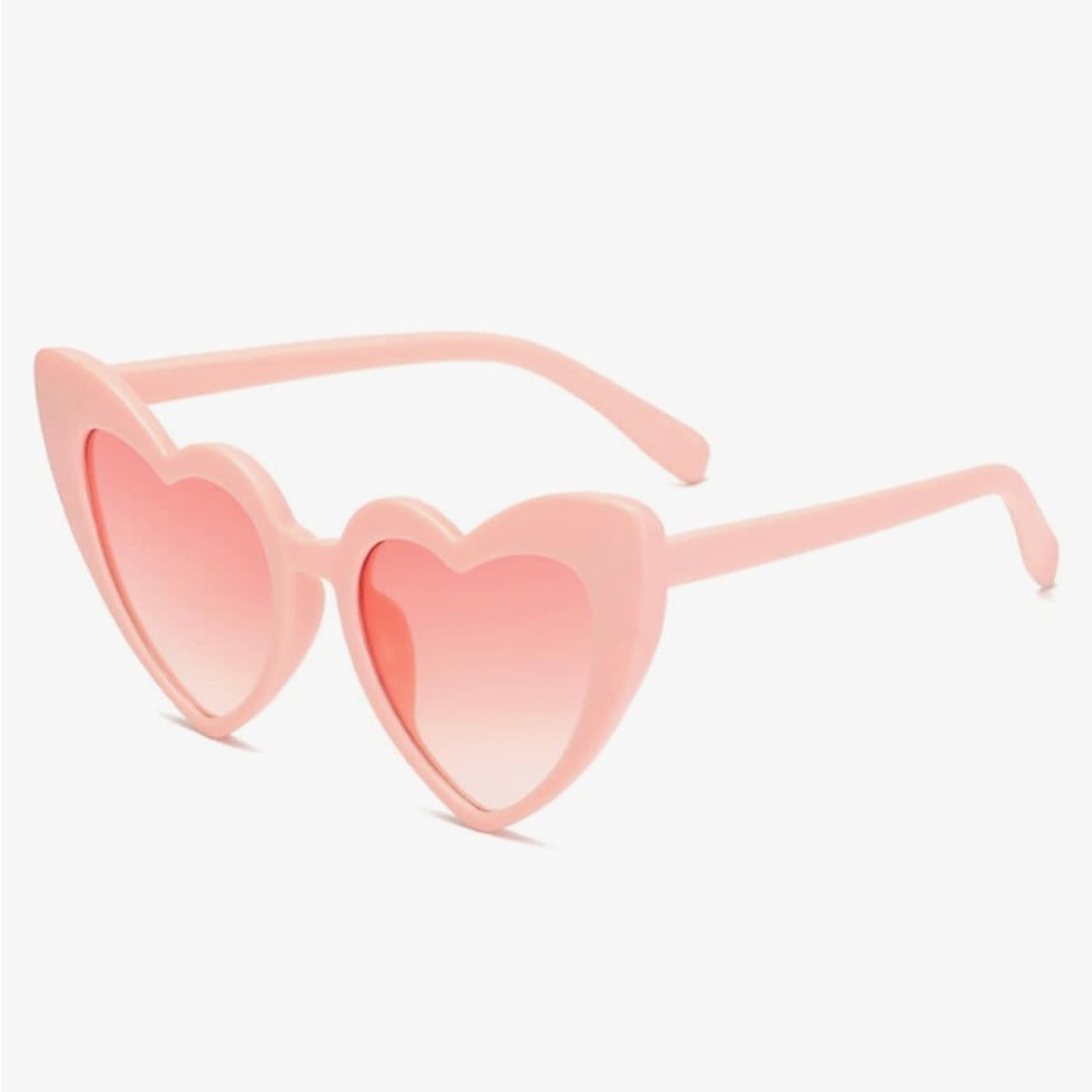 Pink Heart Shaped Sunglasses Vintage Cat Eye Retro Glasses Pink Colored lens